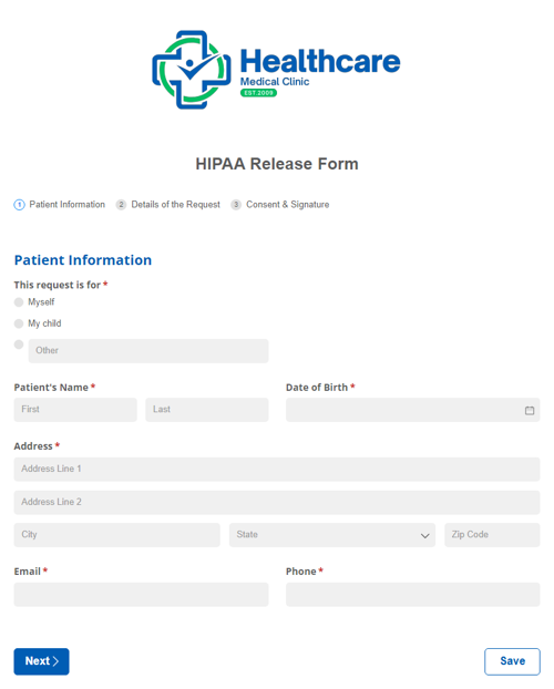 Go to HIPAA Release Form template