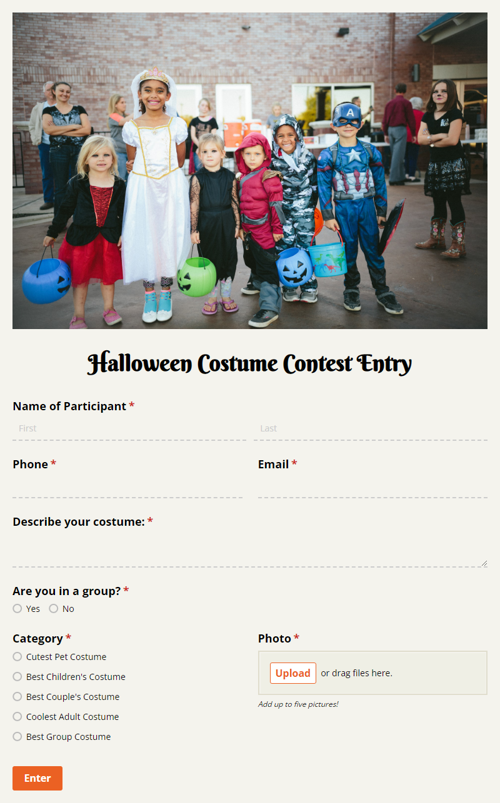 Go to Halloween Costume Contest Entry template