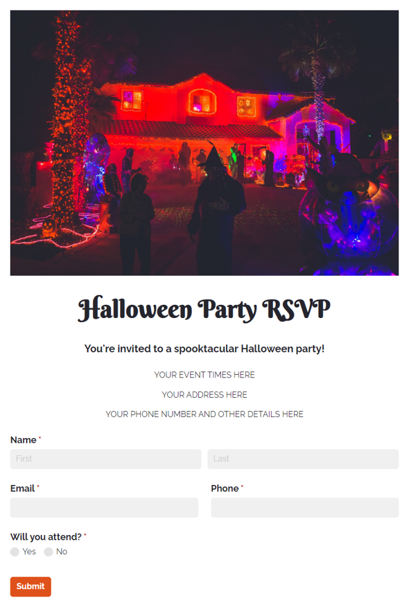 Go to Halloween Party RSVP template