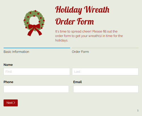 Go to Holiday Wreath Order Form template