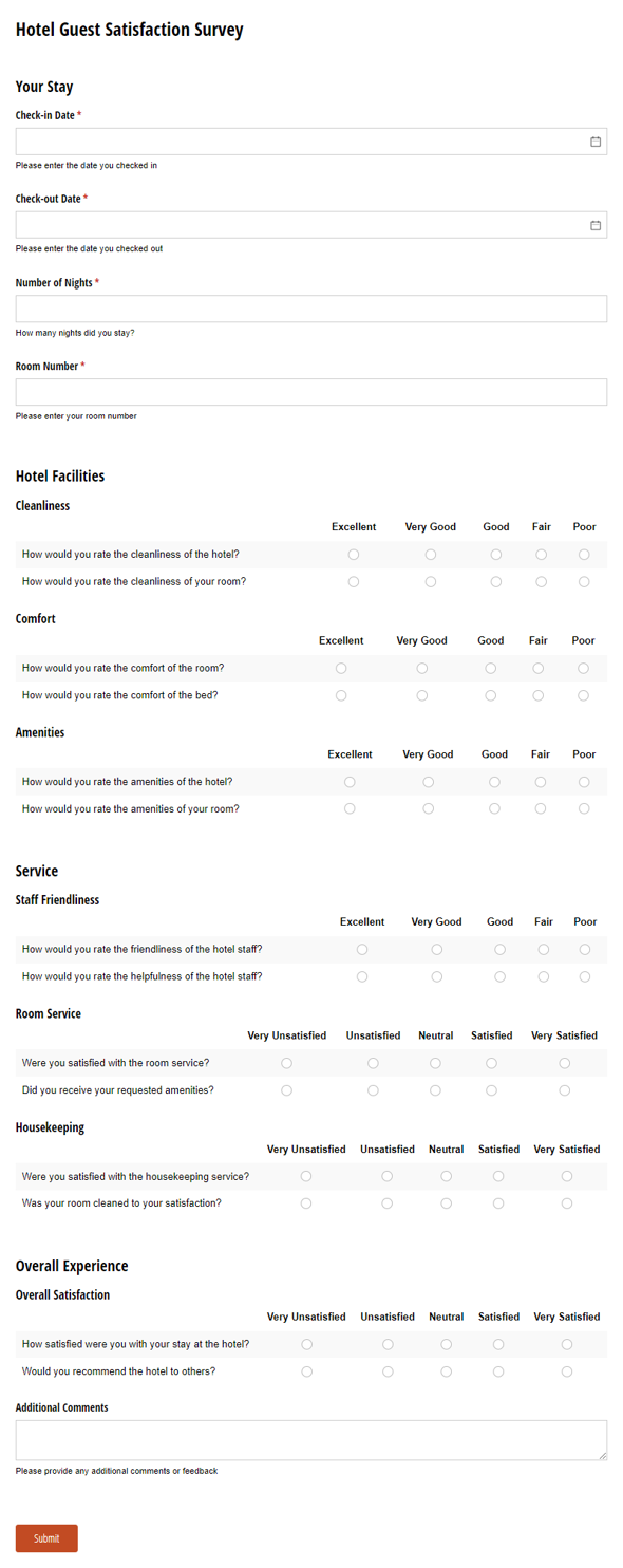 Go to Hotel Guest Satisfaction Survey template