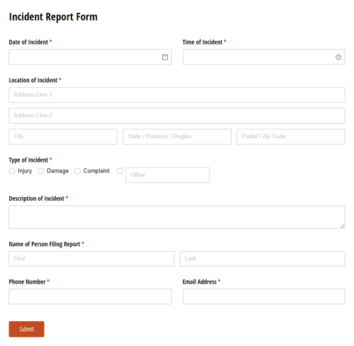 Go to Incident Report Form template