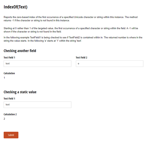 Go to IndexOf(Text) template