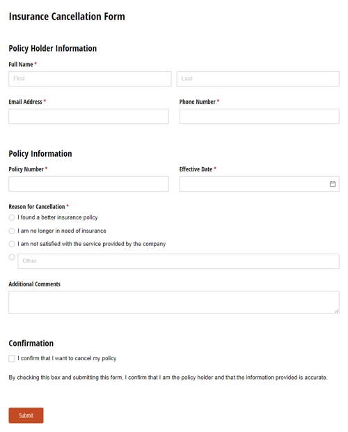 Go to Insurance Cancellation Form template