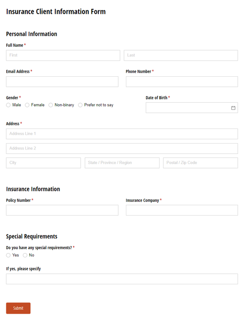 Go to Client Information Form template