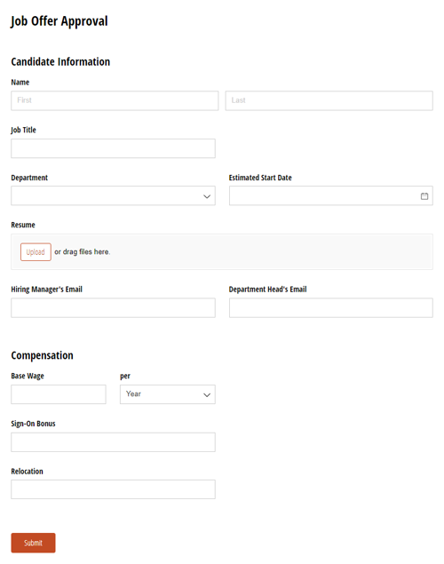 Go to Job Offer Approval Form template