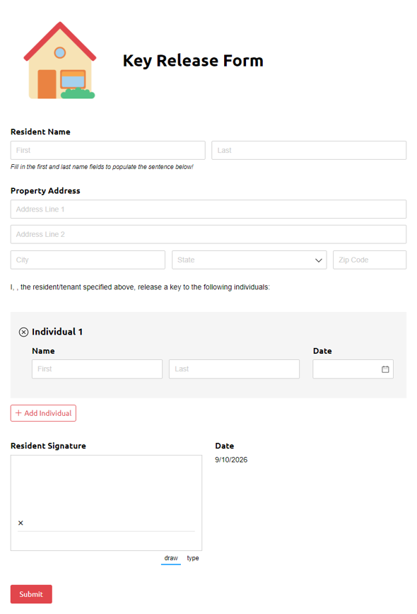 Go to Key Release Form template