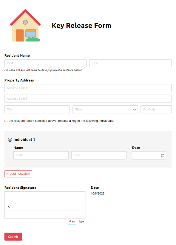 Go to Key Release Form template