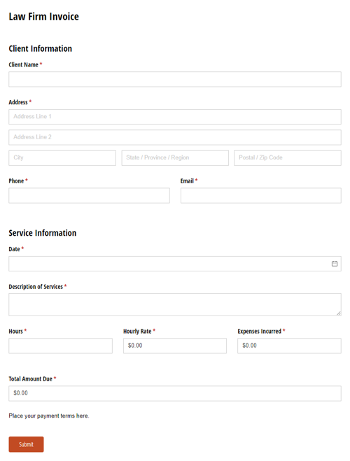 Go to Law Firm Invoice template