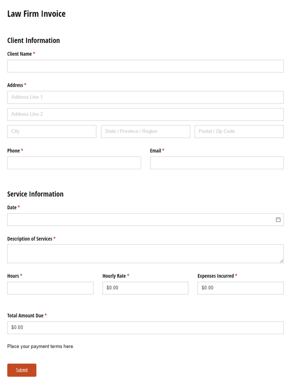 Go to Law Firm Invoice template