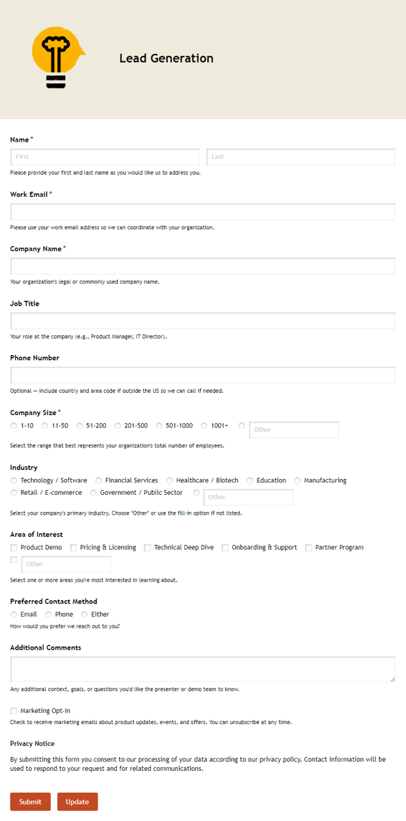 Go to Lead Generation template