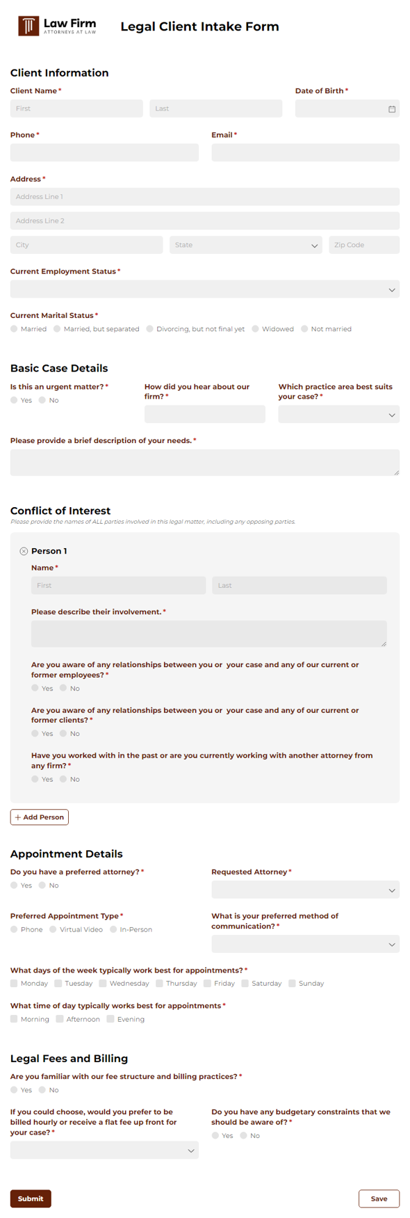 Go to Legal Client Intake Form template