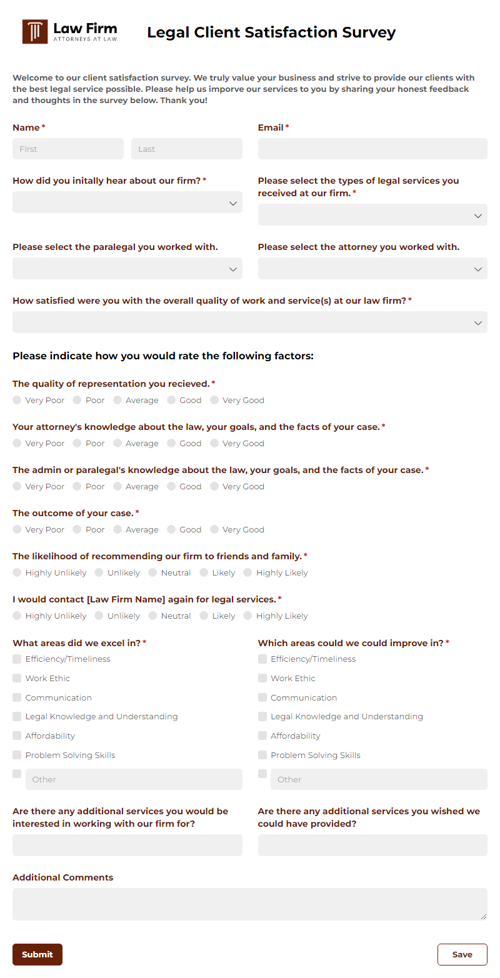 Go to Legal Client Satisfaction Survey template