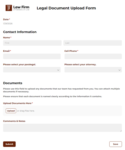 Go to Legal Document Upload Form template