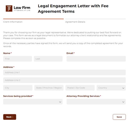 Go to Legal Engagement Letter and Fee Agreement Form template