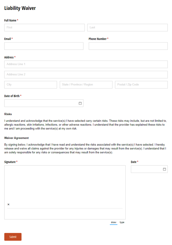 Go to Liability Waiver template