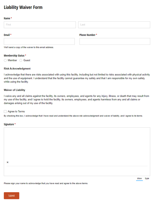 Go to Liability Waiver template
