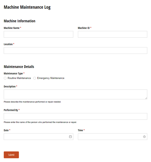 Go to Machine Maintenance Log template