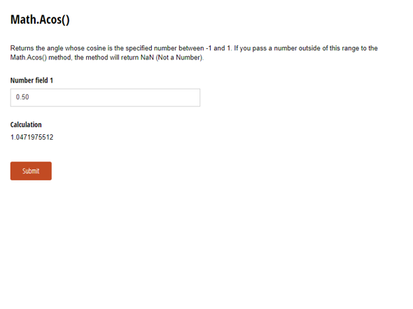 Go to Math.Acos() template