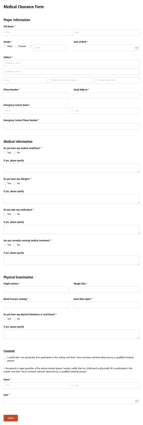 Go to Medical Clearance Form template