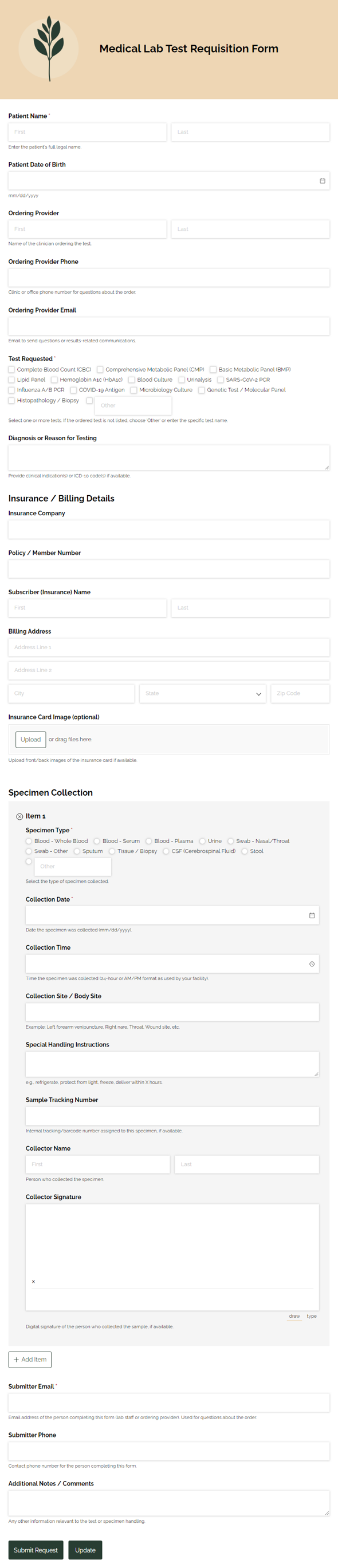 Go to Medical Lab Test Requisition template