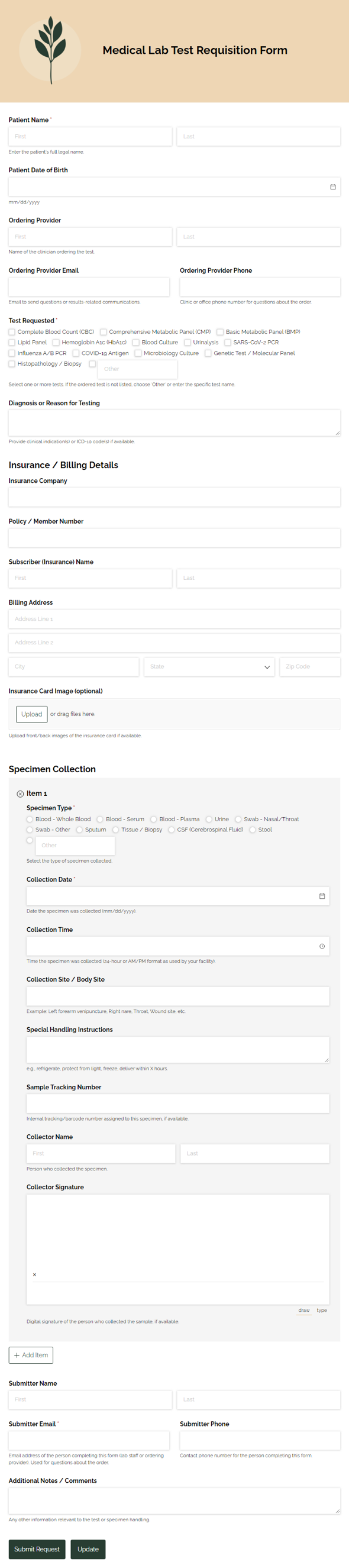 Go to Medical Lab Test Requisition template