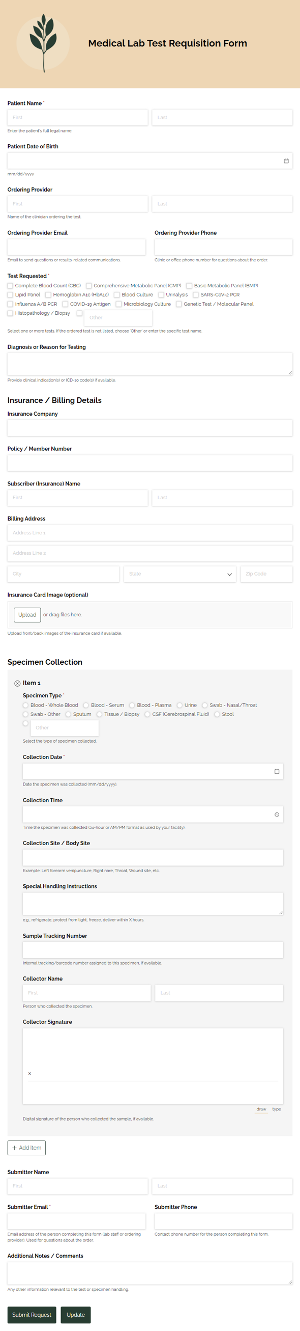 Go to Medical Lab Test Requisition template