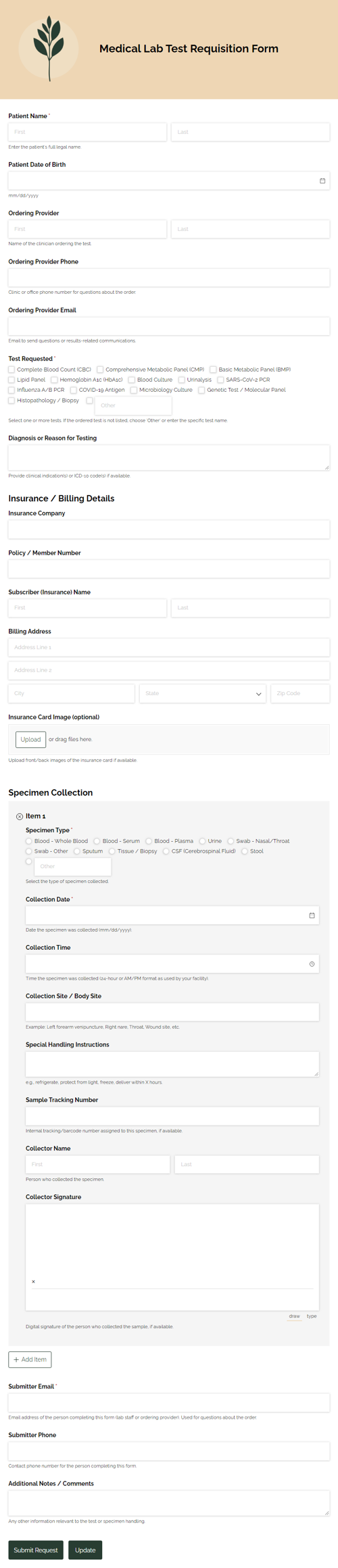 Go to Medical Lab Test Requisition template