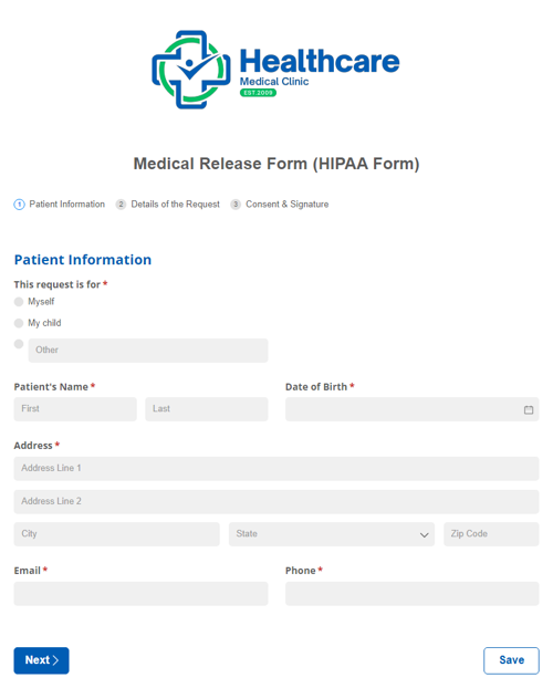 Go to Medical Release Form (HIPAA Form) template