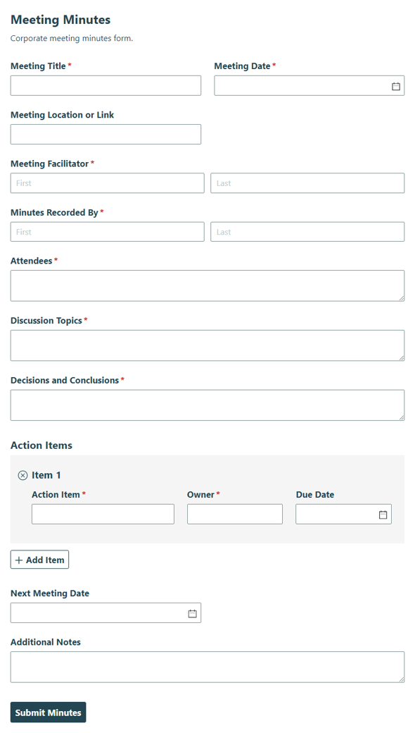 Go to Meeting Minutes template