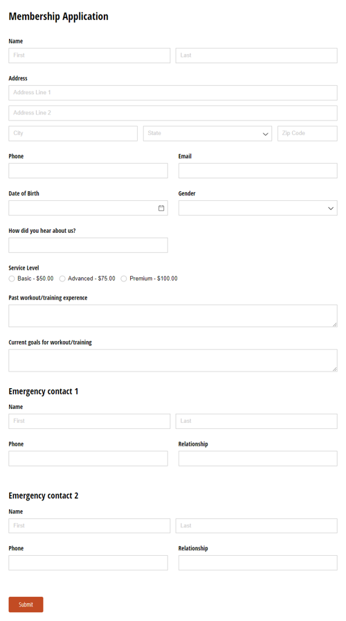 Go to Membership Application template