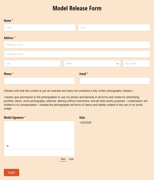 Go to Model Release Form template