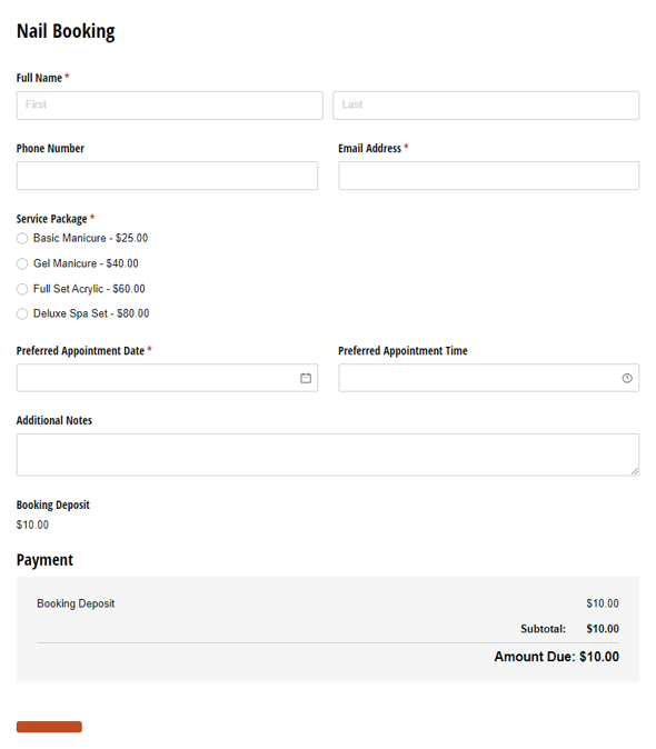 Go to Nail Booking template