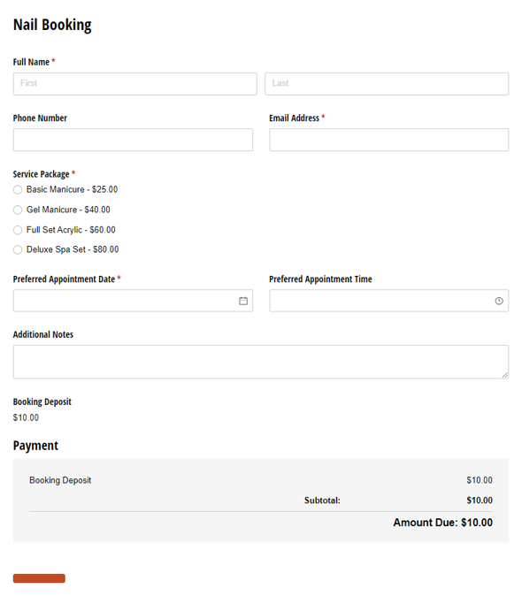 Go to Nail Booking template