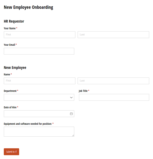 Go to New Employee IT Onboarding Form template