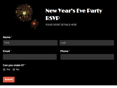 Go to New Year's Eve Party RSVP template