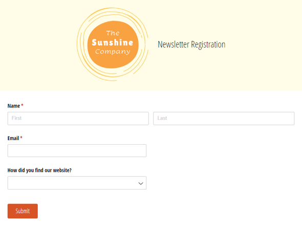 Go to Newsletter Registration template
