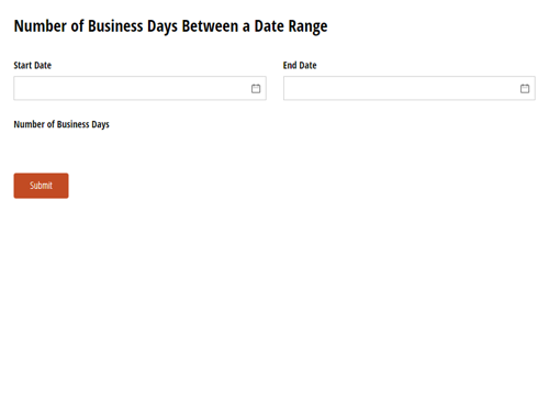 Go to Number of Business Days Between a Date Range template