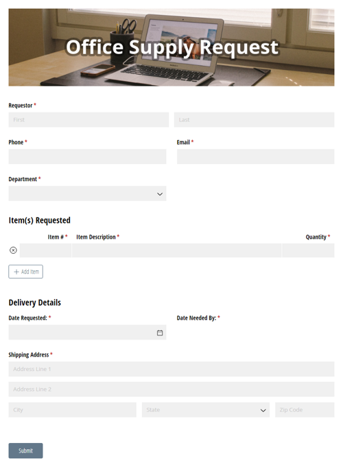 Go to Office Supply Request Form template