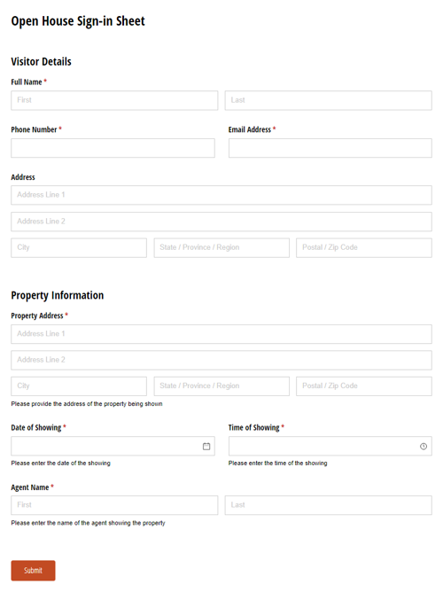 Go to Open House Sign-in Sheet template