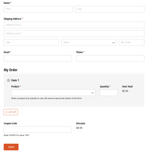 Go to Order Form with Coupon Code template