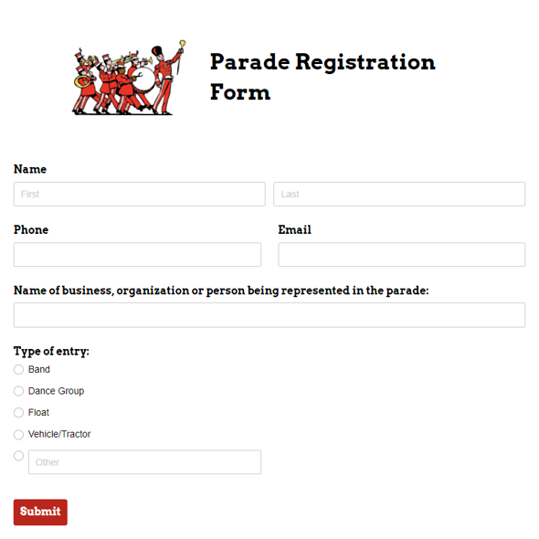 Go to Parade Registration Form template