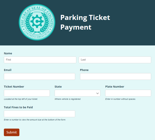 Go to Parking Ticket Payment template