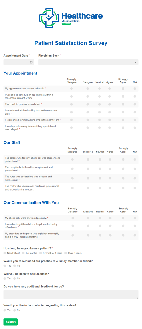 Go to Patient Satisfaction Survey template