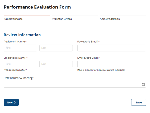Go to Performance Evaluation Form template
