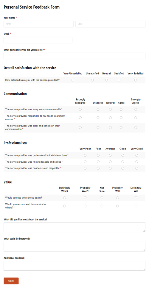 Go to Feedback Form template