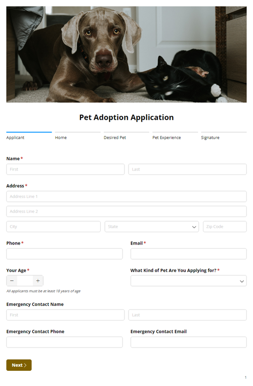 Go to Pet Adoption Application Form template
