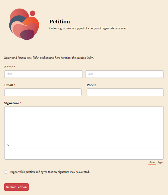 Go to Petition Form template