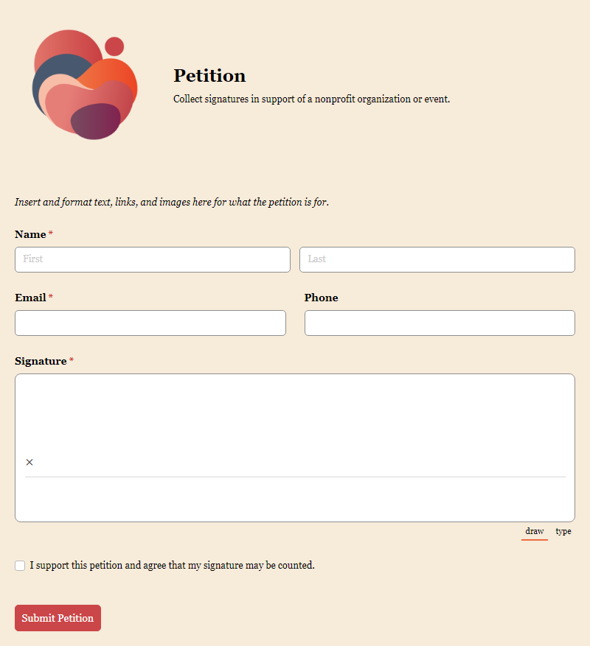 Go to Petition Form template