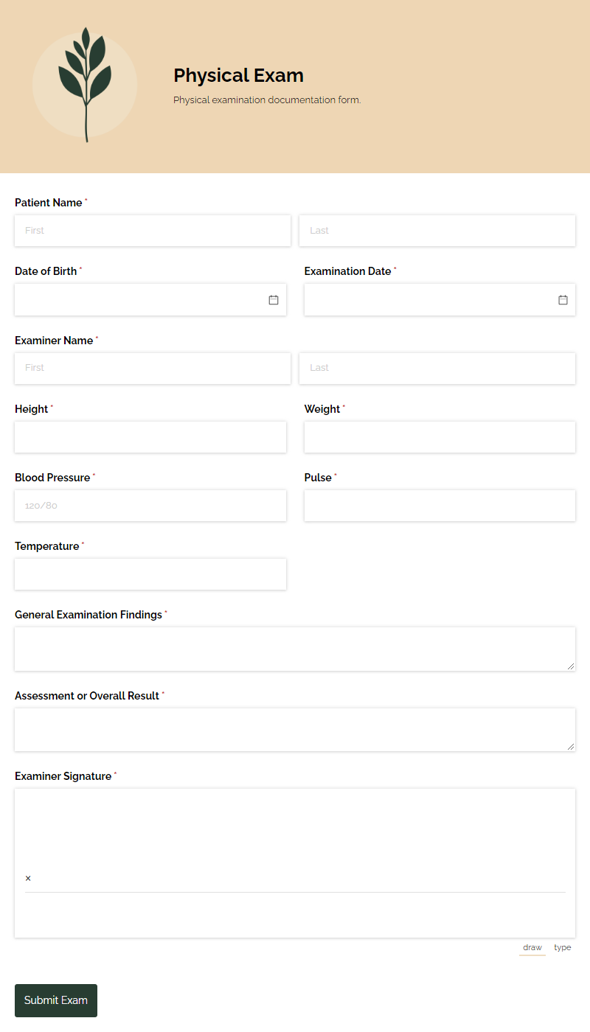 Go to Physical Exam template